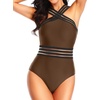 Tempt Me Women Crisscross One Piece Swimsuit(Brown)