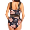 Tempt Me Women Crisscross One Piece Swimsuit(Orange Flower)