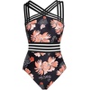 Tempt Me Women Crisscross One Piece Swimsuit(Orange Flower)