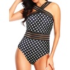 Tempt Me Women Crisscross One Piece Swimsuit(Polka Dot)
