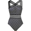 Tempt Me Women Crisscross One Piece Swimsuit(Polka Dot)