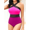 Tempt Me Women Crisscross One Piece Swimsuit(Rose Pink)