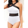 Tempt Me Women Crisscross One Piece Swimsuit(White)