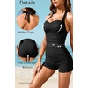 Tempt Me Women Tummy Control One Piece Swimsuits with Shorts(Black)