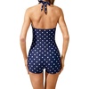Tempt Me Women Tummy Control One Piece Swimsuits with Shorts(Blue Dot)