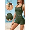 Tempt Me Women Tummy Control One Piece Swimsuits with Shorts(Green)