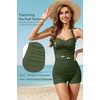 Tempt Me Women Tummy Control One Piece Swimsuits with Shorts(Green)