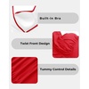 Tempt Me Women Tummy Control One Piece Swimsuits with Shorts(Red)