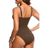 Tempt Me Women’s Ribbed One Piece Tummy Control Swimsuit 2026(Brown)