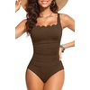 Tempt Me Women’s Ribbed One Piece Tummy Control Swimsuit 2026(Brown)