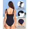 Women One Piece Swimsuits Ruched Slimming Bathing Suits Vintage Swimwear(Black)