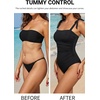 Women One Piece Swimsuits Ruched Slimming Bathing Suits Vintage Swimwear(Black)
