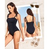 Women One Piece Swimsuits Ruched Slimming Bathing Suits Vintage Swimwear(Black)