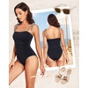 Women One Piece Swimsuits Ruched Slimming Bathing Suits Vintage Swimwear(Black and White)