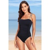 Women One Piece Swimsuits Ruched Slimming Bathing Suits Vintage Swimwear(Black and White)