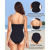 Women One Piece Swimsuits Ruched Slimming Bathing Suits Vintage Swimwear(Black and White)