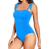Women One Piece Swimsuits Ruched Slimming Bathing Suits Vintage Swimwear(Blue)