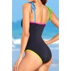 Women One Piece Swimsuits Ruched Slimming Bathing Suits Vintage Swimwear(Colorful Black)
