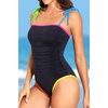 Women One Piece Swimsuits Ruched Slimming Bathing Suits Vintage Swimwear(Colorful Black)
