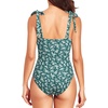 Women One Piece Swimsuits Ruched Slimming Bathing Suits Vintage Swimwear(Green Floral)