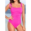 Women One Piece Swimsuits Ruched Slimming Bathing Suits Vintage Swimwear(Hot Pink)