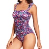 Women One Piece Swimsuits Ruched Slimming Bathing Suits Vintage Swimwear(Pink Floral)