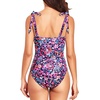 Women One Piece Swimsuits Ruched Slimming Bathing Suits Vintage Swimwear(Pink Floral)