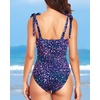 Women One Piece Swimsuits Ruched Slimming Bathing Suits Vintage Swimwear(Star Whole Sky)