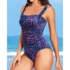 Women One Piece Swimsuits Ruched Slimming Bathing Suits Vintage Swimwear(Star Whole Sky)