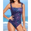 Women One Piece Swimsuits Ruched Slimming Bathing Suits Vintage Swimwear(Star Whole Sky)