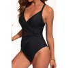 Women Sexy Mesh Cutout One Piece Swimsuit Tummy Control Bathing Suit 2026(Black)