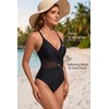 Women Sexy Mesh Cutout One Piece Swimsuit Tummy Control Bathing Suit 2026(Black)