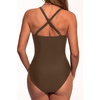 Women Sexy Mesh Cutout One Piece Swimsuit Tummy Control Bathing Suit 2026(Brown)