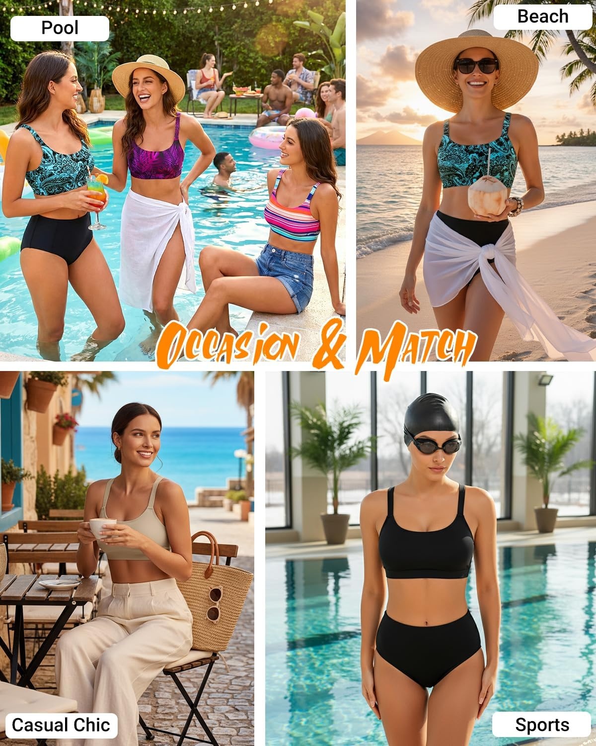 image:imageTempt Me Women Sports Bra Swim Crop Tops OnlyBlue Paisley