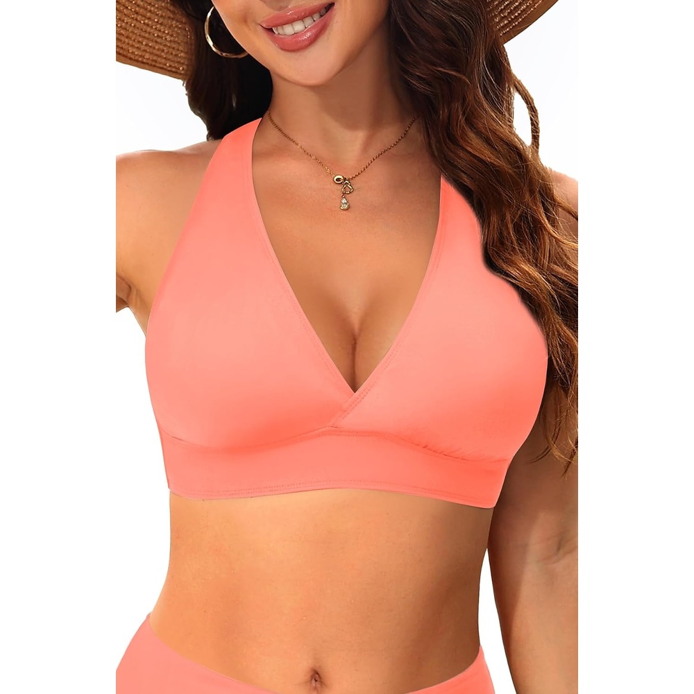 image:imageWomen Halter Bikini Top Push Up Swimsuit Top OnlyPink