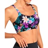 Tempt Me Women Sports Bra Swim Crop Tops Only(Black Colorful Floral)