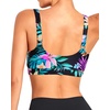 Tempt Me Women Sports Bra Swim Crop Tops Only(Black Colorful Floral)