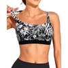 Tempt Me Women Sports Bra Swim Crop Tops Only(Black Flower)