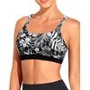 Tempt Me Women Sports Bra Swim Crop Tops Only(Black Flower)