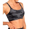 Tempt Me Women Sports Bra Swim Crop Tops Only(Black Grey Camouflage)