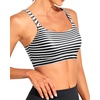 Tempt Me Women Sports Bra Swim Crop Tops Only(Black Stripe)