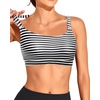 Tempt Me Women Sports Bra Swim Crop Tops Only(Black Stripe)
