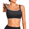 Tempt Me Women Sports Bra Swim Crop Tops Only(Black-scalloped Trim)