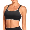 Tempt Me Women Sports Bra Swim Crop Tops Only(Black-scalloped Trim)