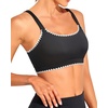 Tempt Me Women Sports Bra Swim Crop Tops Only(Black-scalloped Trim)