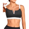 Tempt Me Women Sports Bra Swim Crop Tops Only(Black-v Wire)