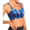 Tempt Me Women Sports Bra Swim Crop Tops Only(Blue Leaves)
