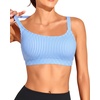 Tempt Me Women Sports Bra Swim Crop Tops Only(Blue White Striped)