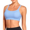 Tempt Me Women Sports Bra Swim Crop Tops Only(Blue White Striped)