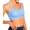 Tempt Me Women Sports Bra Swim Crop Tops Only(Blue White Striped)